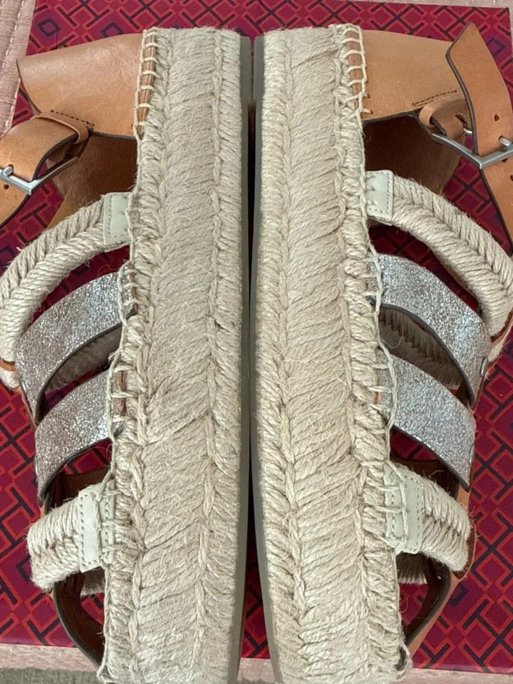 Tory Burch Cream Espadrille Platform Wedge